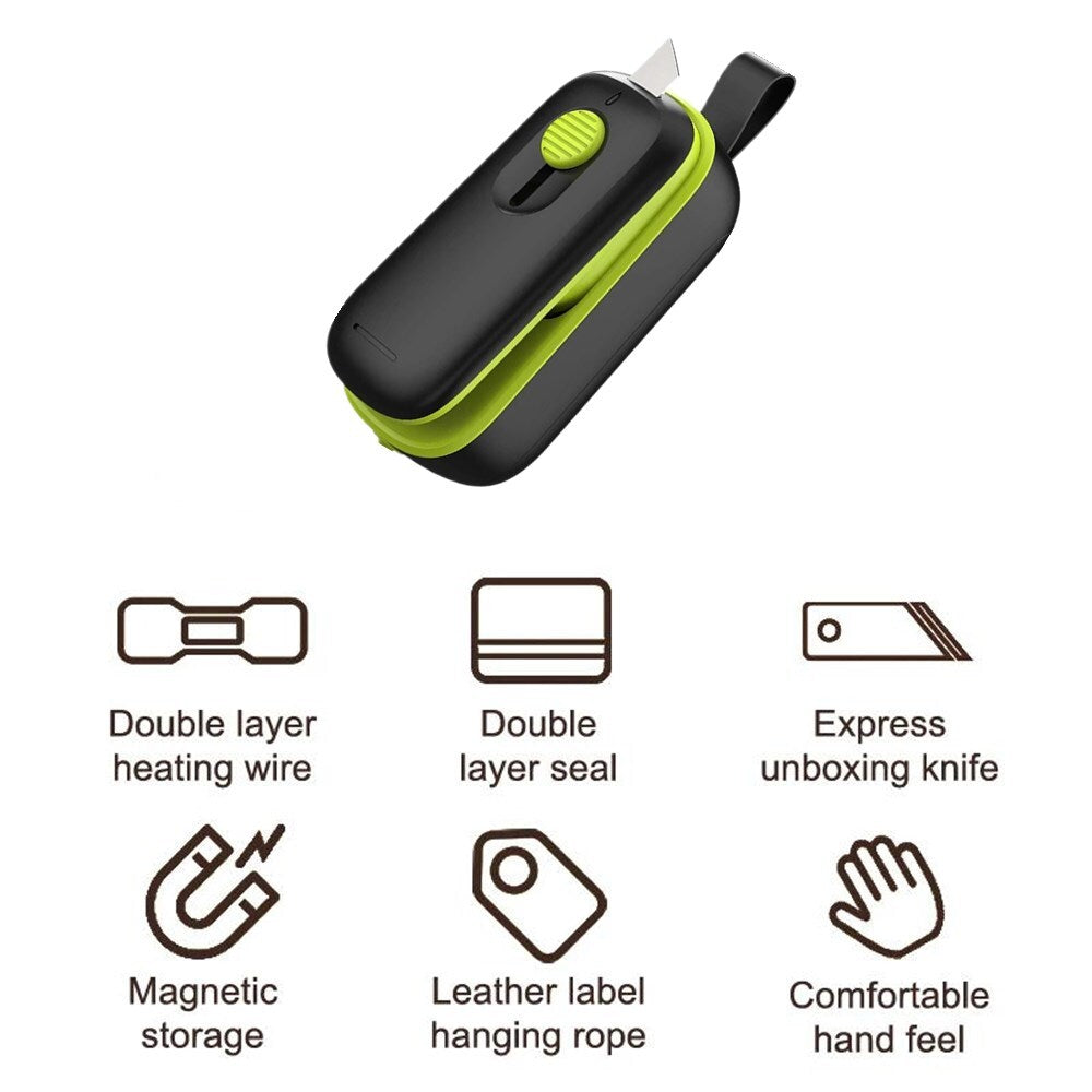 2 in 1 Mini Bag Heat Sealer with Cutter Portable Food Vacuum Sealer for Snack US