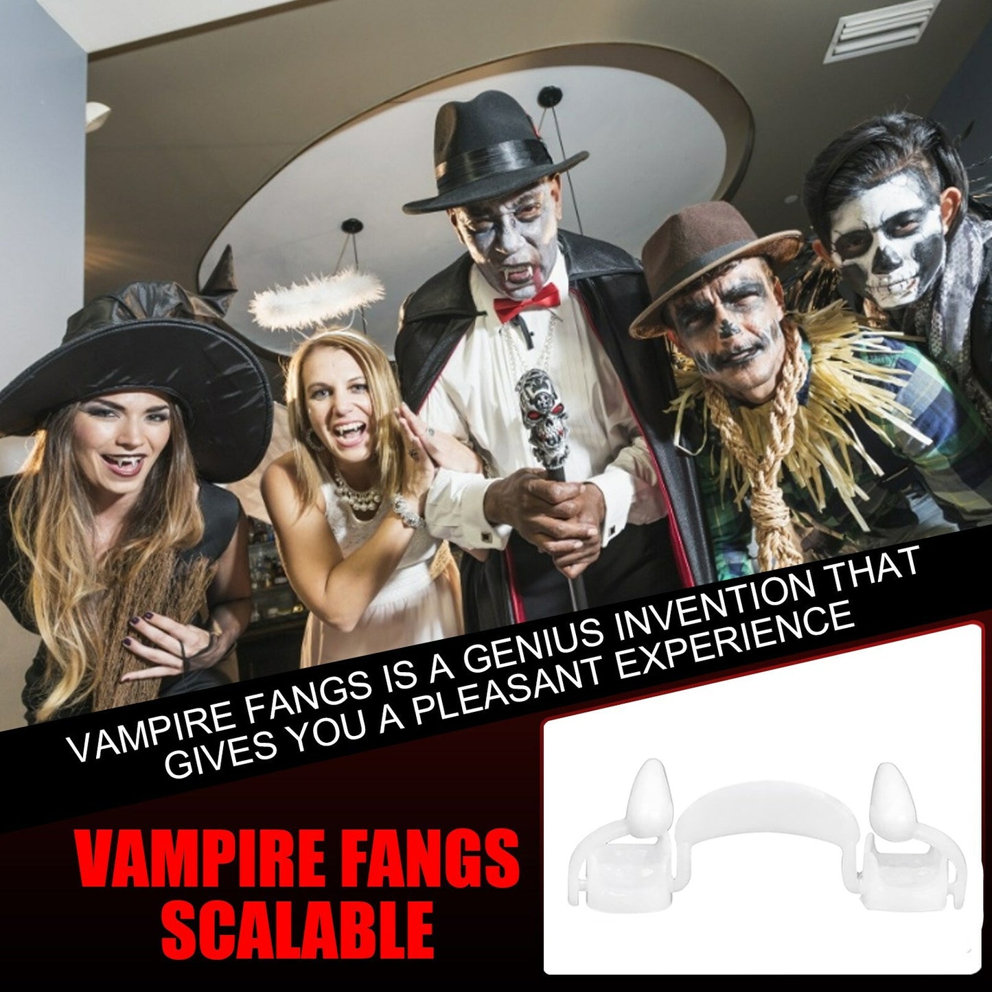 Halloween Retractable Vampire Teeth Dentures Zombie Teeth Fangs Cosplay Horrific