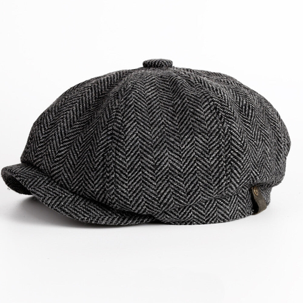 Newsboy Hat Flat Cap Driver Herringbone Tweed Plain Wool Baker Boy Classic Golf