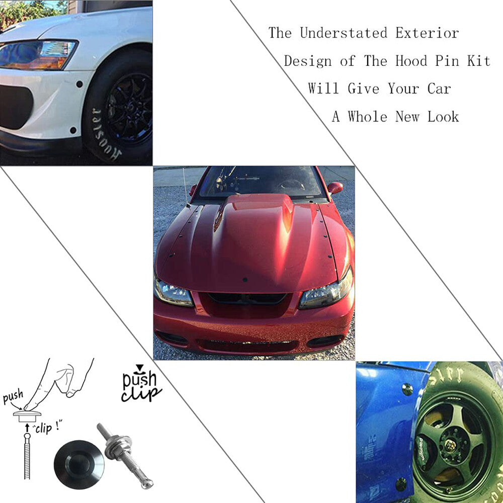 4PCS Aluminum Bumper Quick Release Fasteners Kit for Car Trunk Fender Hatch Lid