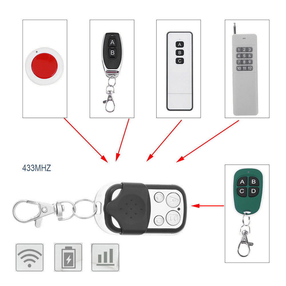 4X Universal Electric Cloning Remote Control Key Fob 433Mhz for Gate Garage Door
