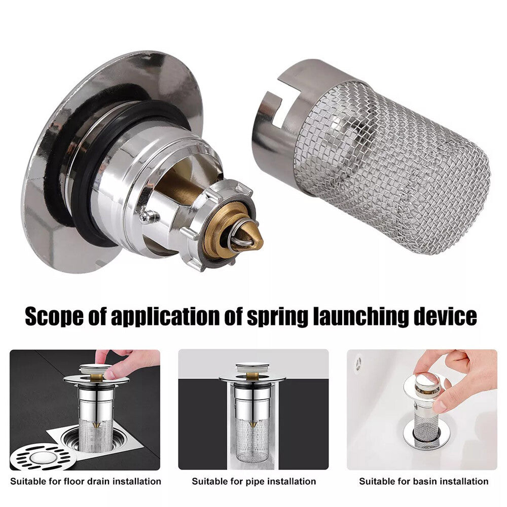 2X Bathroom Sink Stopper Hair Catcher Bathroom Pop up Sink Strainer Drain Filter