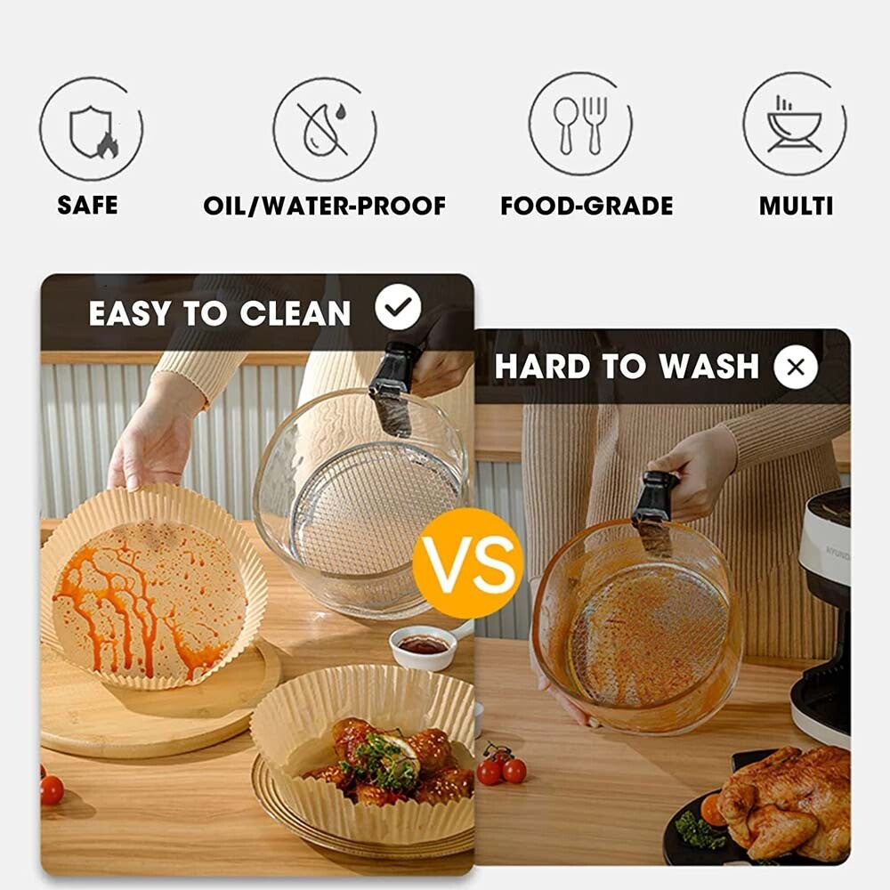 50/100 Air Disposable Paper Liner Fryer Non-Stick Parchment for Baking Roasting