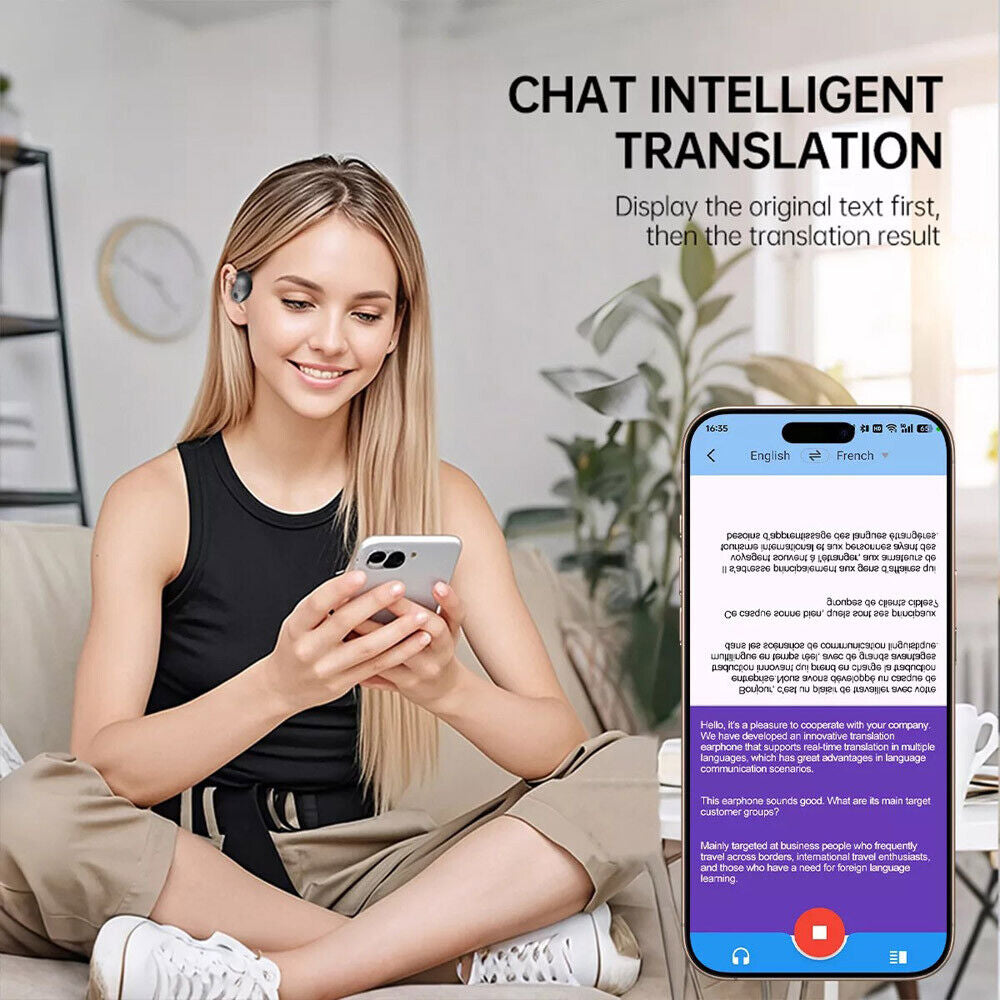 Translator Earbuds 150 Languages Real Time Translation Bluetooth 5.4 Headset US