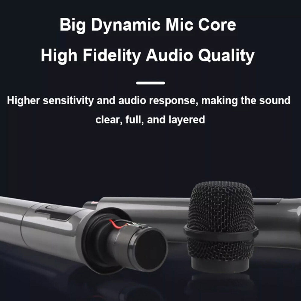 Pro UHF Wireless Microphone System Set Dual Handheld Rechargeable Karaoke Party