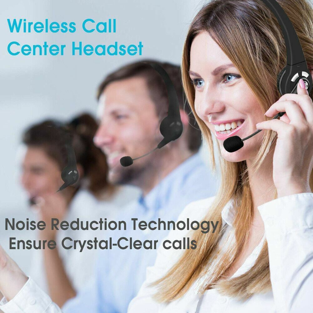 Wireless Headset Truck Driver Noise Cancelling Over-Head Bluetooth Headphones US
