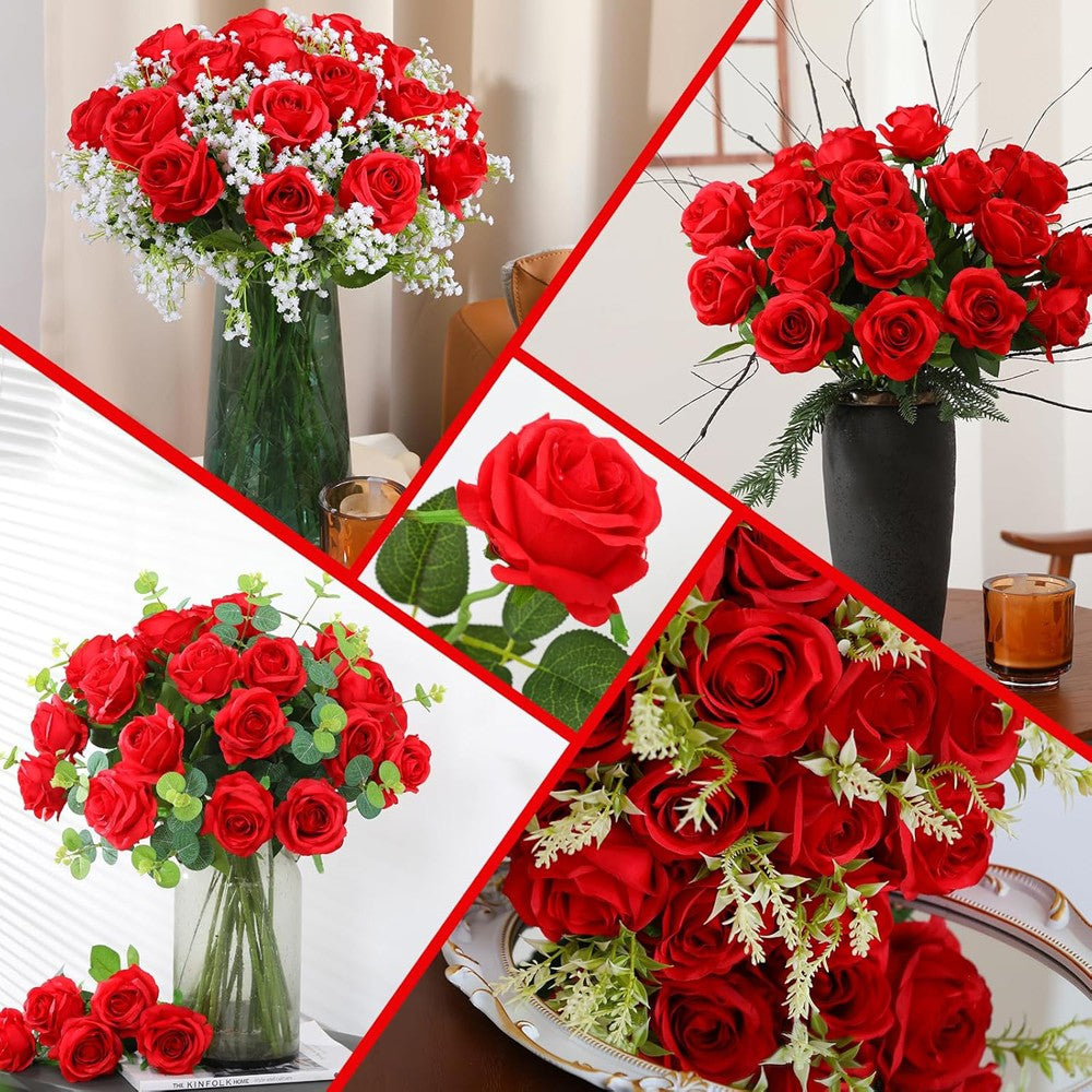 10/20PCS Artificial Red Roses Silk Lifelike Flower Wedding Bouquet Romantic Gift