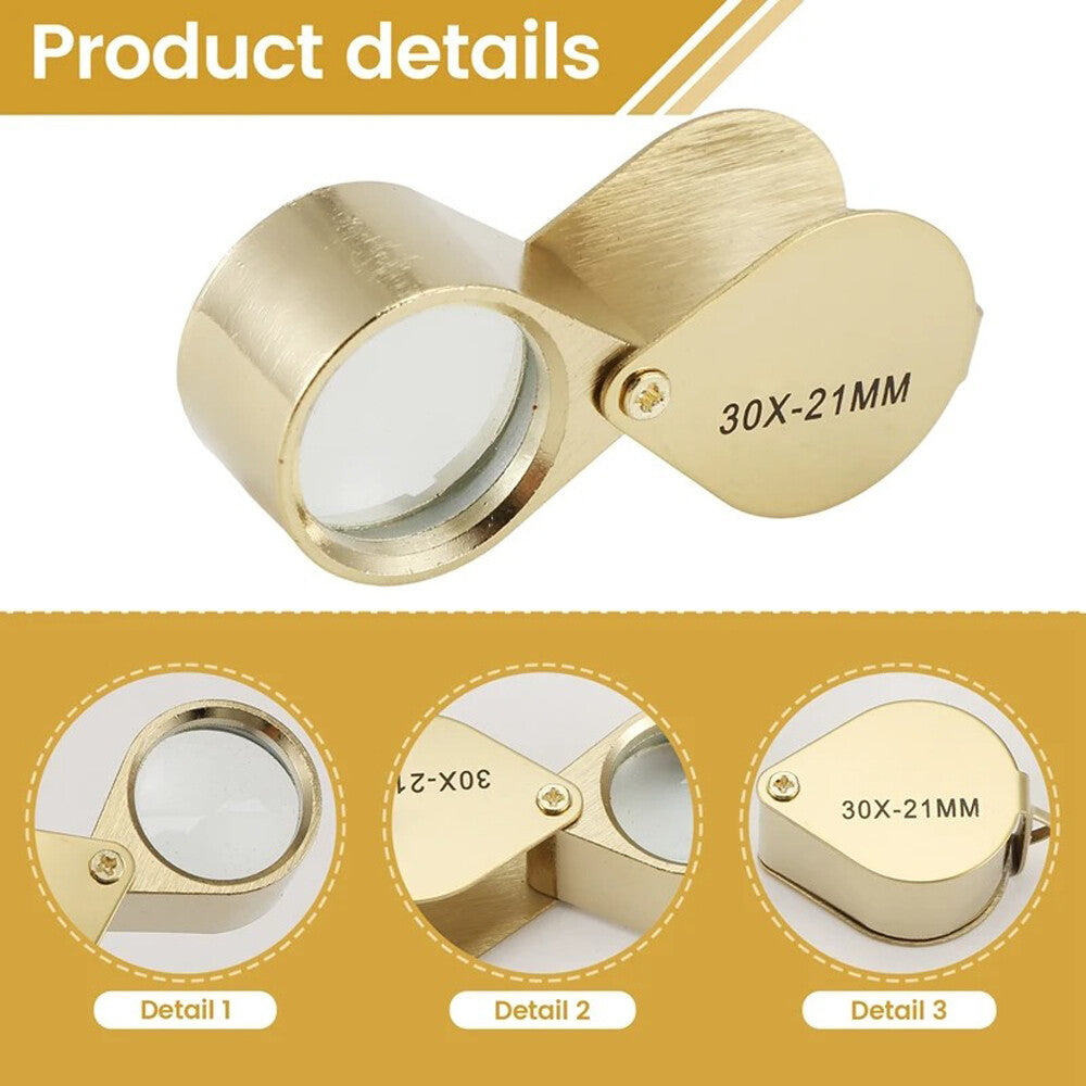 30X Jewelers Loupe Magnifier Inspection Coin Loop Magnifying Glass Eye Pocket