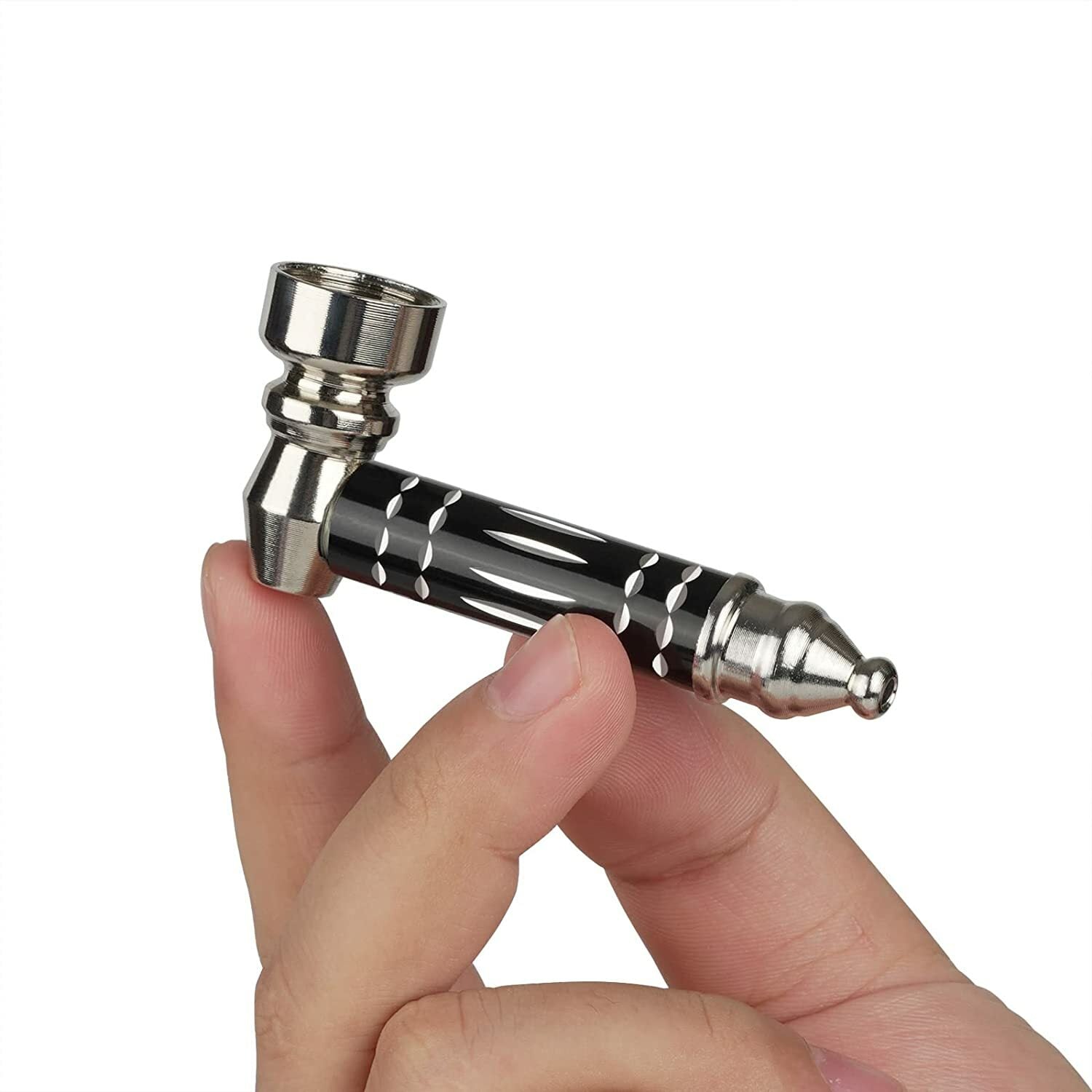 3 1/2" Metal Smoking Pipe W/Lid Tobacco Pipe Metal Hand Pipe Mini Metal Pipe US