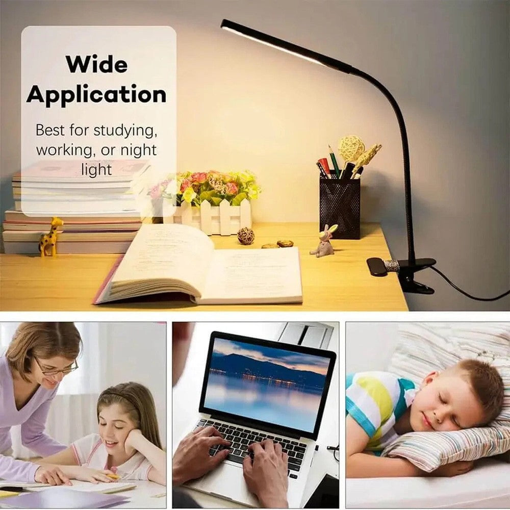 Eye-Caring LED Desk Lamp Adjustable Swing Arm Lamp with Clamp Reading Desk Light