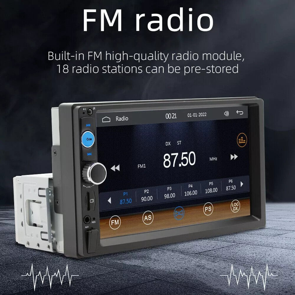 Single 1Din 7" Touch Screen Stereo Bluetooth Radio Car Apple/Android Carplay GPS