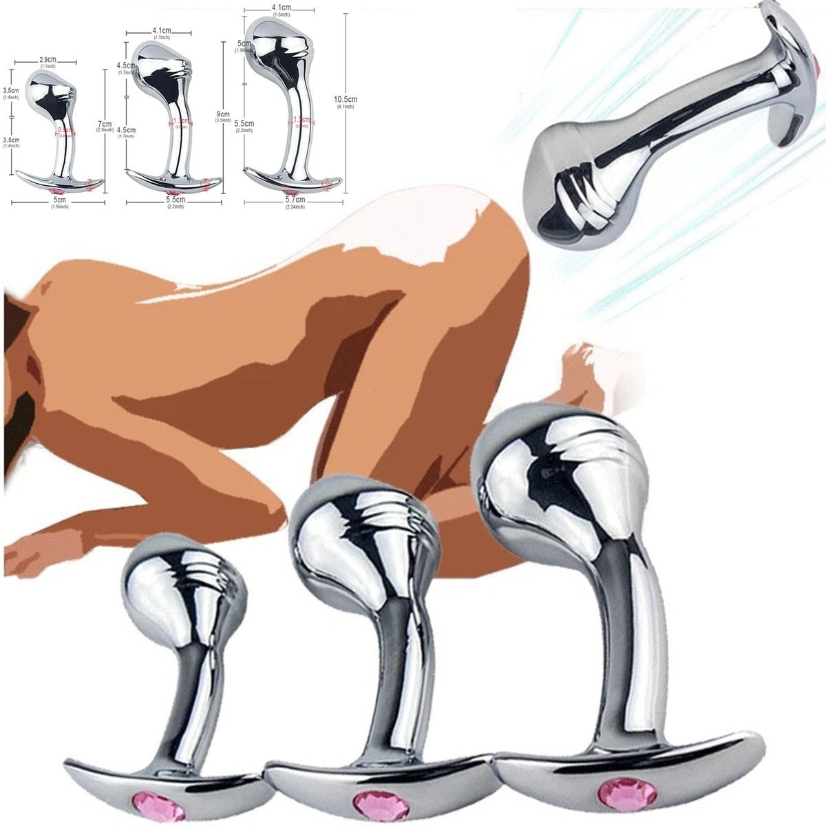 Metal Steel G-Spot Anal Butt Plug Prostate Massager Probe Sex Toys for Men Women