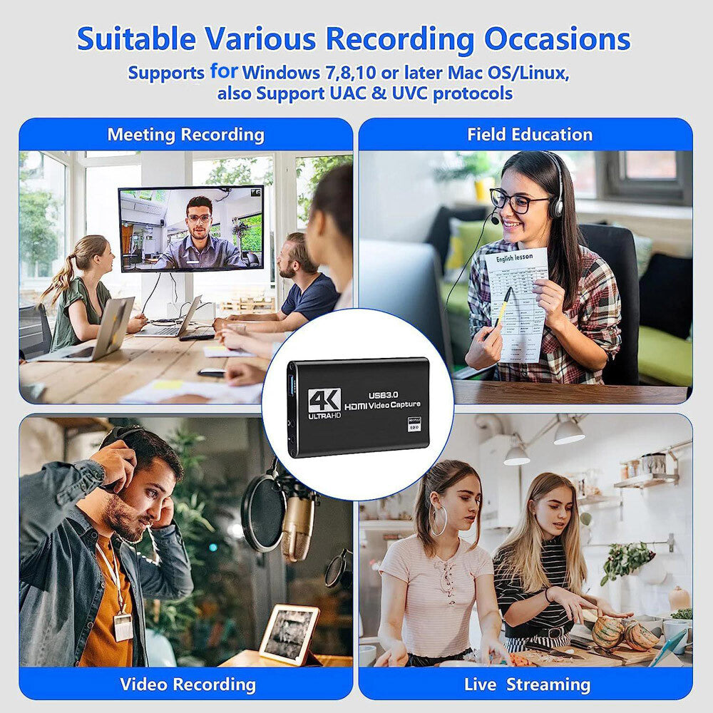 4K Audio Video Capture Card USB 3.0 HDMI Video Capture Device Full HD Recording