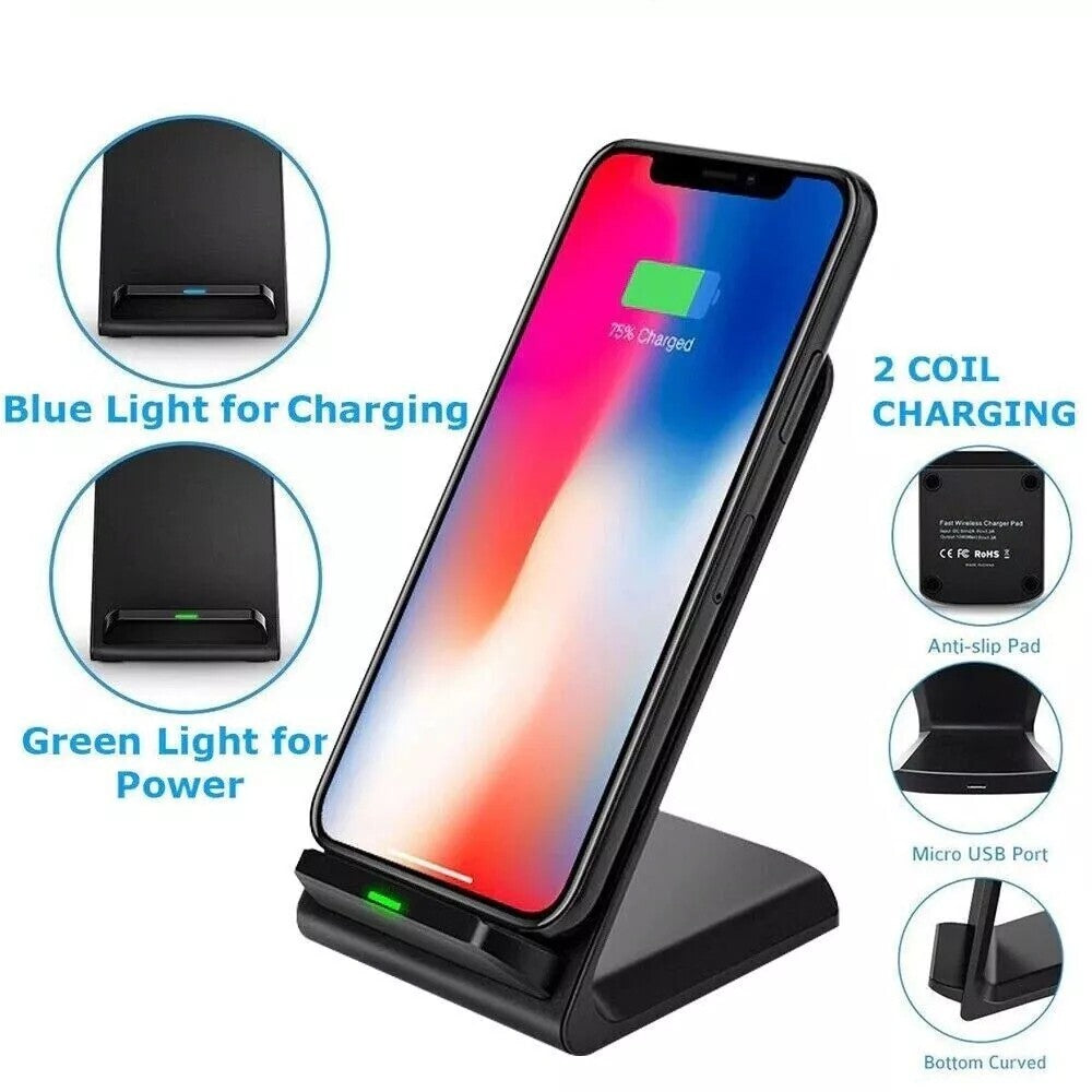1/2 Pack 35W Wireless Fast Charger Stand Dock Cradle for Iphone Samsung Galaxy