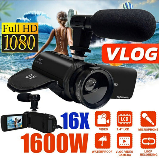 HD 1080P Digital Video Camera Camcorder Youtube Vlogging Recorder W/Microphone