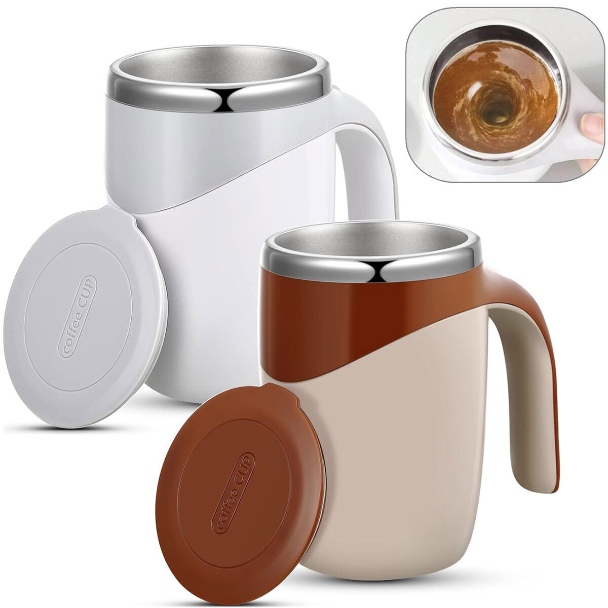 Automatic Self Mixing Magnetic Stainless Steel Coffee Cup Milk Self Stirring Mug