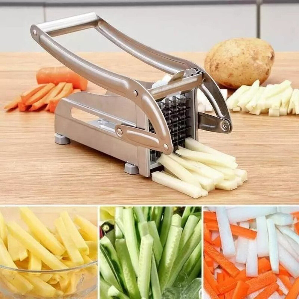Stainless Steel Potato French Fry Cutter Vegetable Food Chopper Slicer 2 Blades