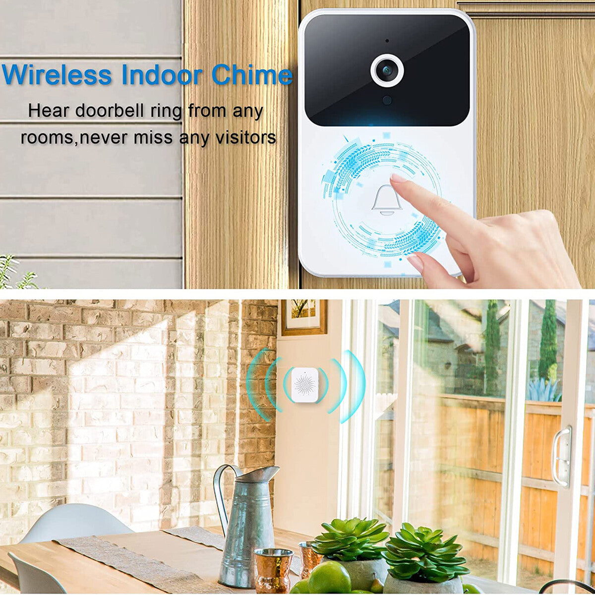 Smart Wireless Wifi Video Doorbell Night Vision Camera Door Bell Ring Intercom