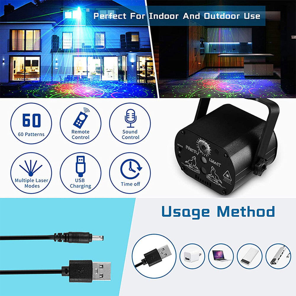 480Patterns Laser Projector Stage Light LED RGB DJ Disco KTV Show Party Lighting