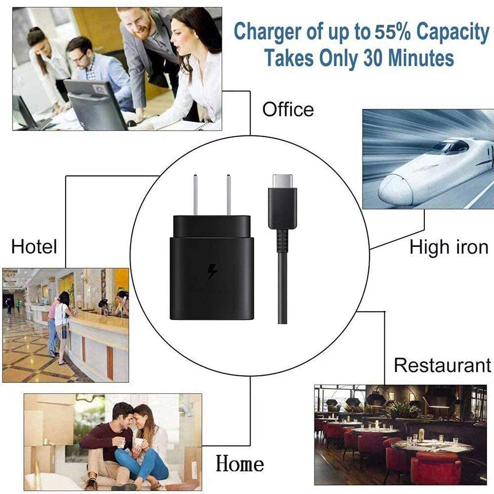 25W Type USB-C Super Fast Wall Charger + 6FT Cable for Samsung Galaxy S20 S21 5G