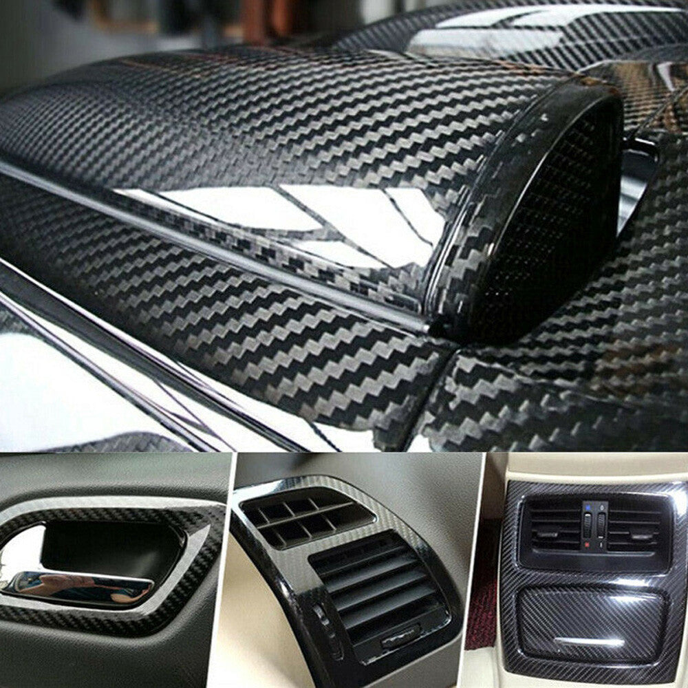 Auto Accessories 7D Glossy Carbon Fiber Vinyl Film Car Interior Wrap Stickers US