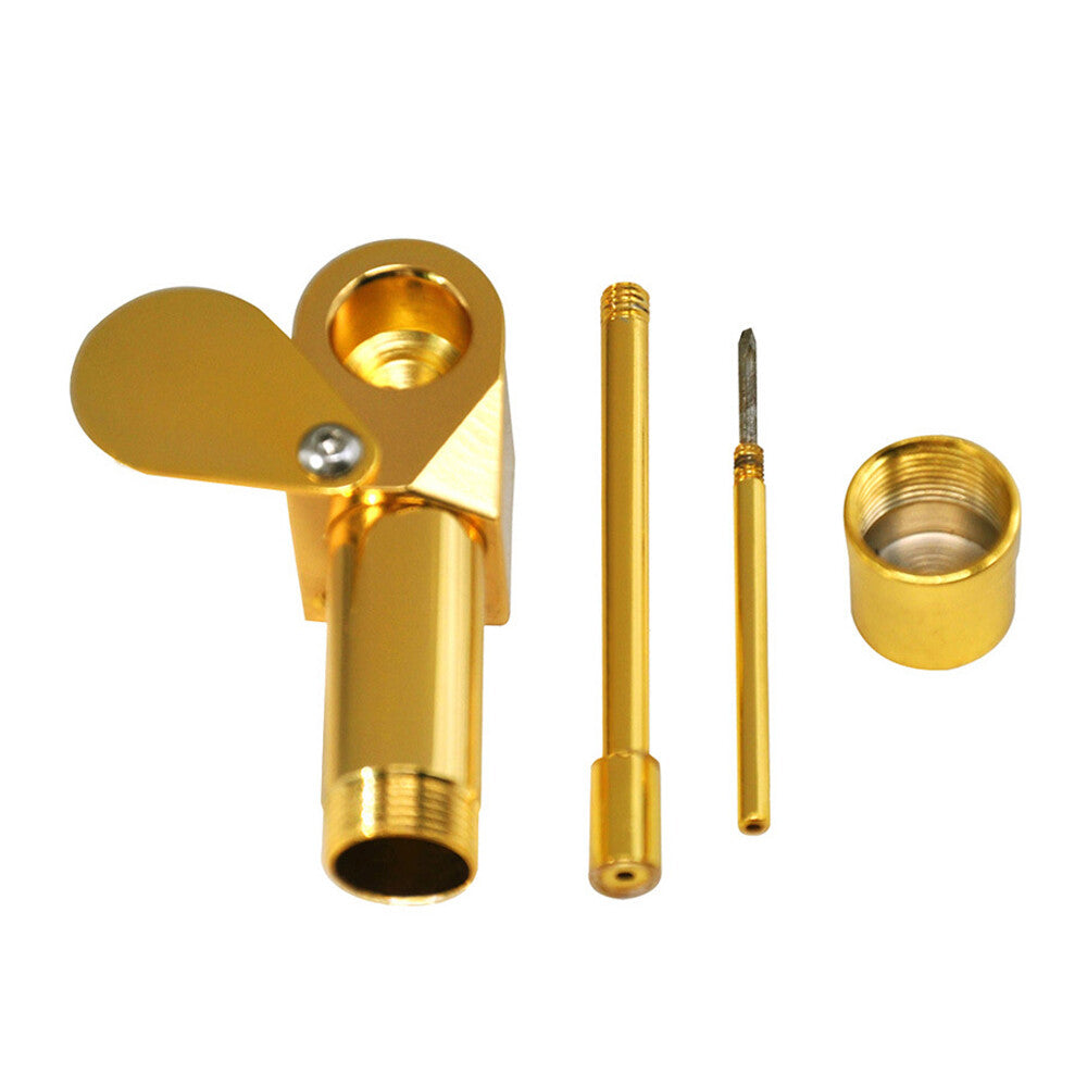 Brass Tobacco Smoking Pipe W/ Stash Storage Cylinder Chamber Metal US Original