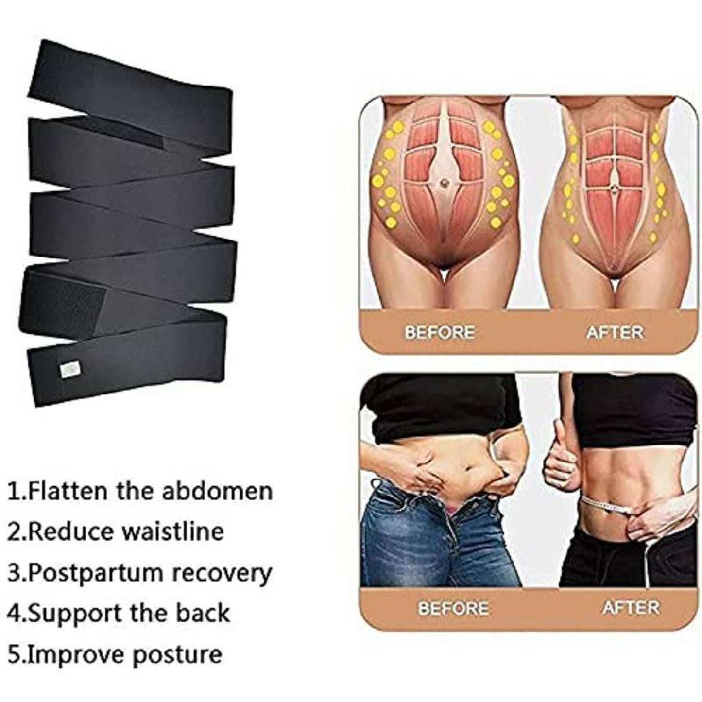 Lumbar Waist Support Snatch Me up Bandage Wrap Sauna Belt Trimmer Body Shaper US