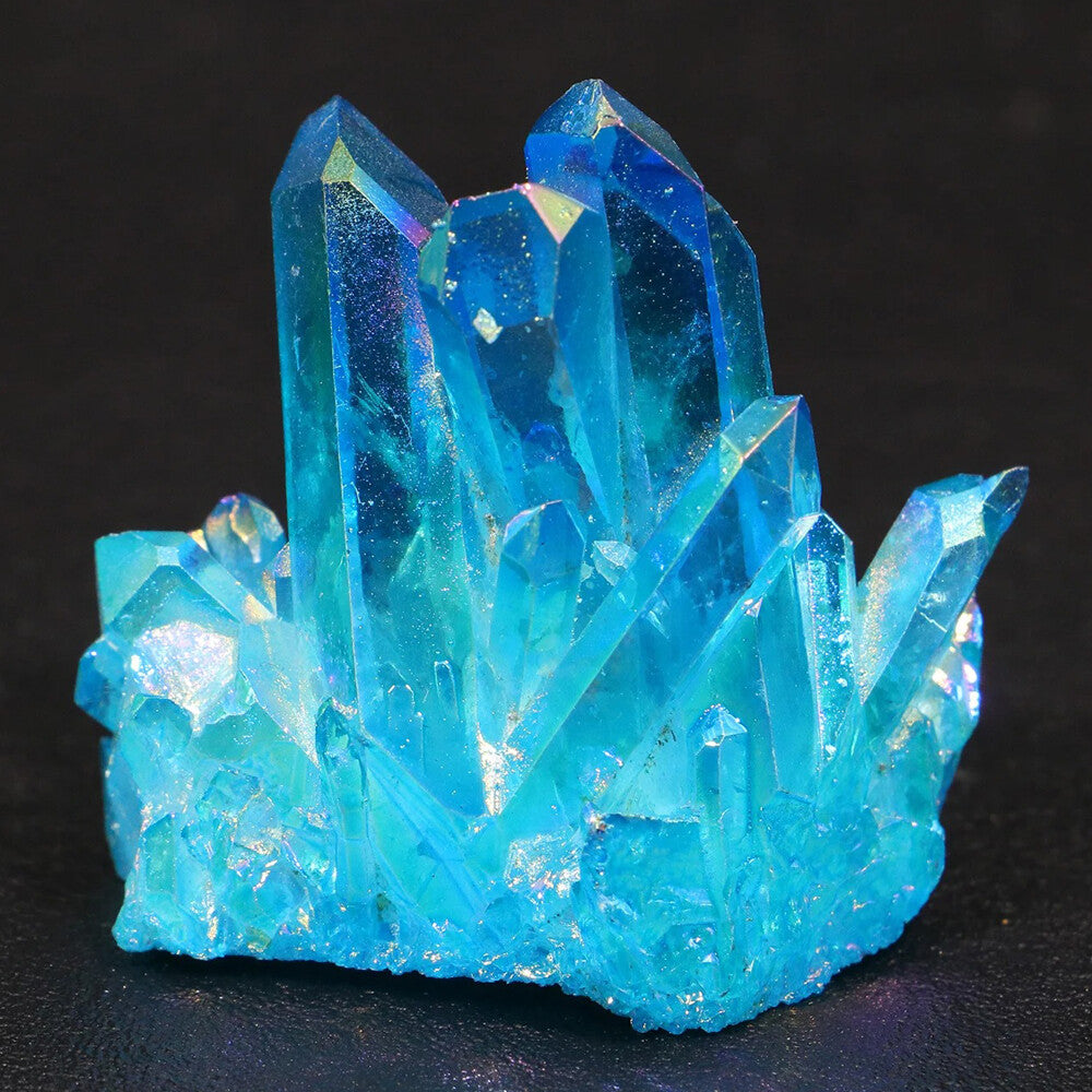 80-100G Titanium Aura Blue Crystal Rock Rainbow Healing Cluster Geode Decor Gift