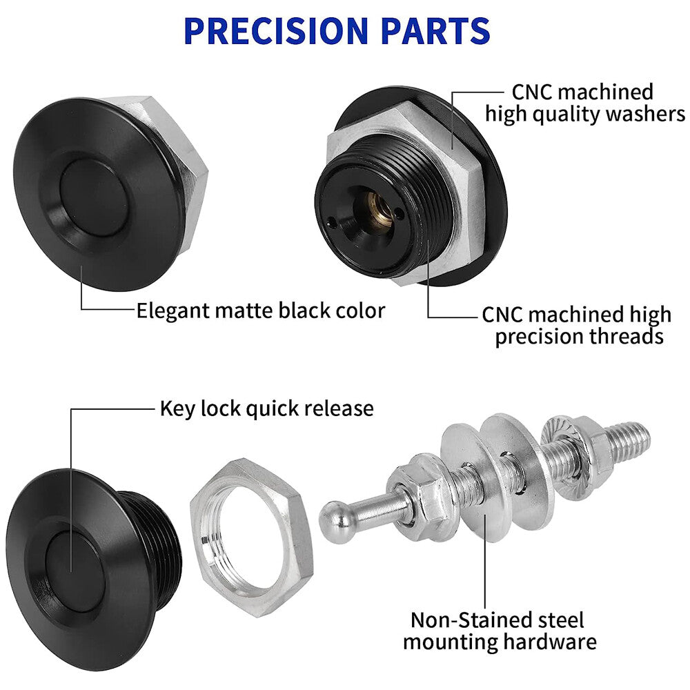 4PCS Aluminum Bumper Quick Release Fasteners Kit for Car Trunk Fender Hatch Lid