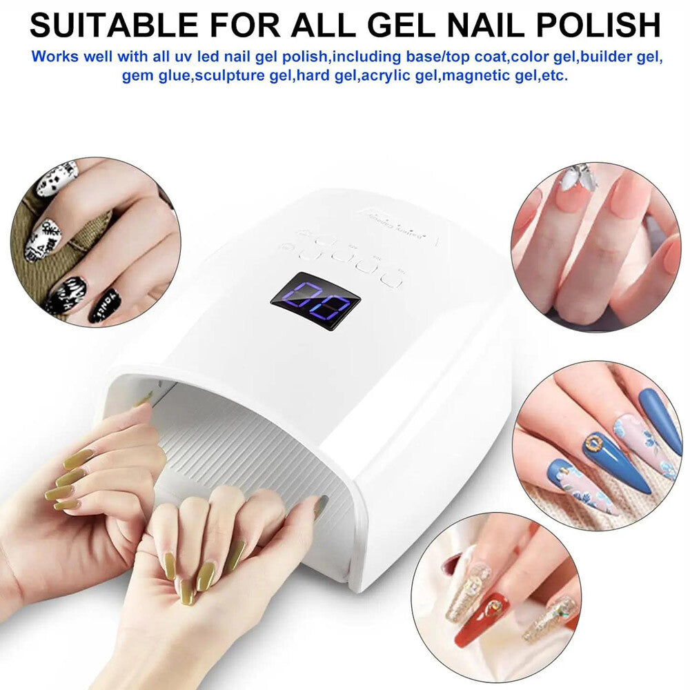 White 48W Cordless Wireless Rechargeable LED/UV Nail Lamp Gel Polish Nail Dryer
