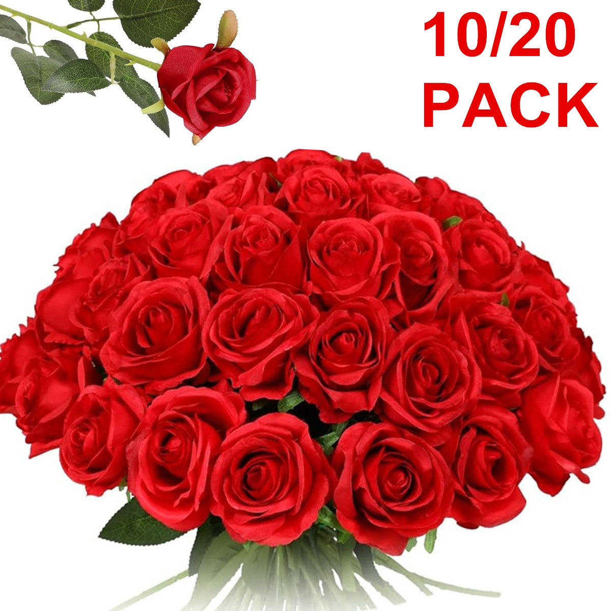 10/20PCS Artificial Red Roses Silk Lifelike Flower Wedding Bouquet Romantic Gift