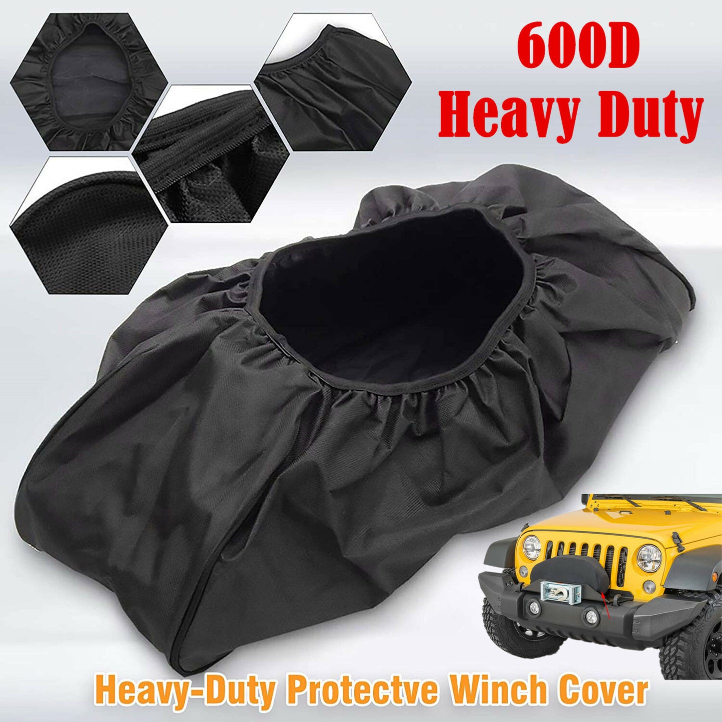 Waterproof Soft Dust Winch Cover Heavy Duty Fits Electric12,000