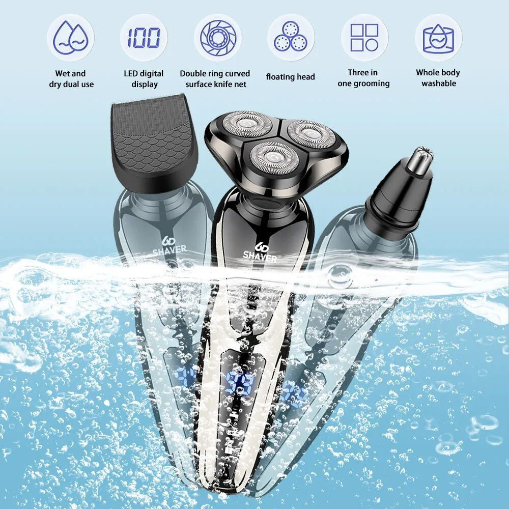 Men Wet/Dry Electric Shaver Trimmer Rotary Razor Beard Shaving USB Rechargeable