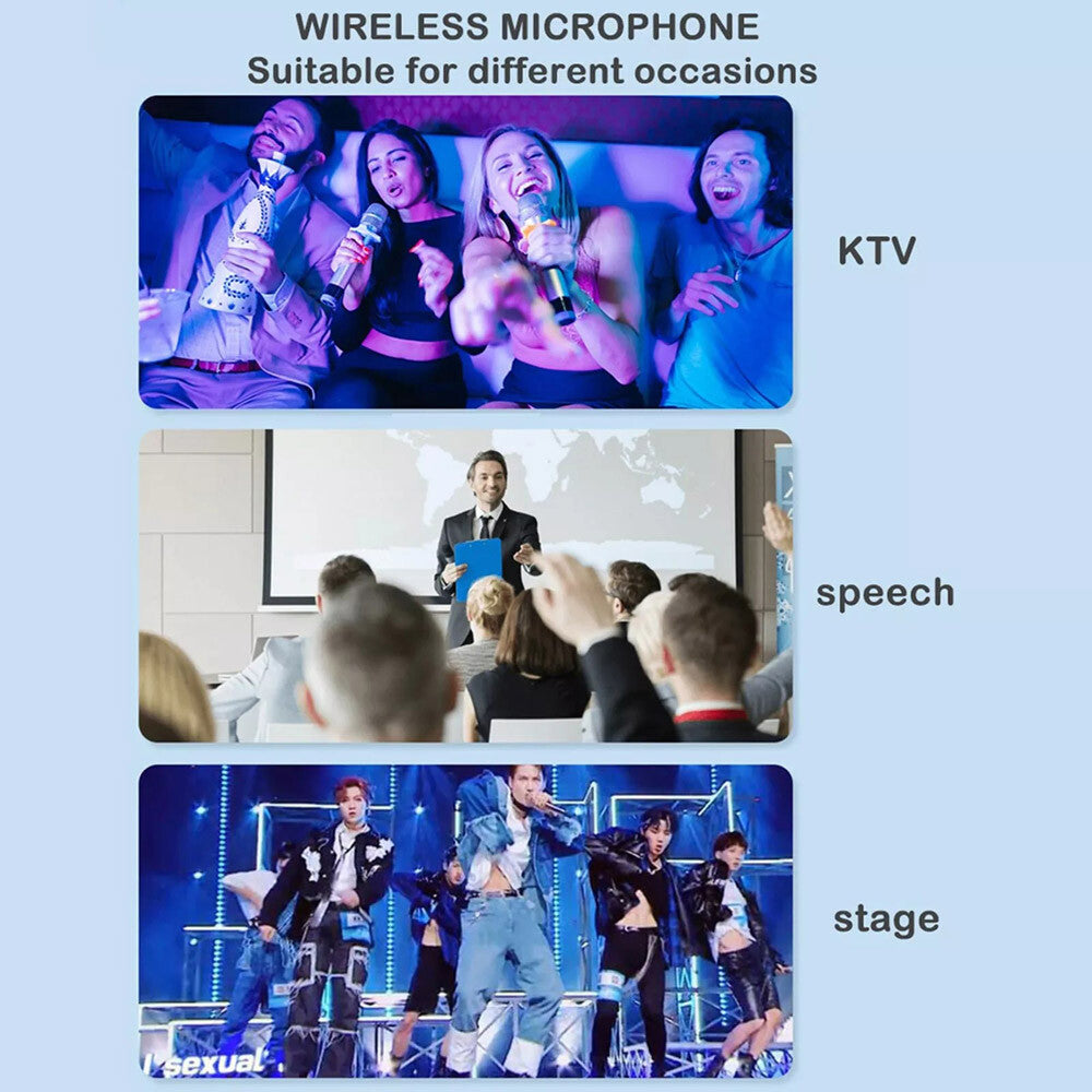 Pro UHF Wireless Microphone System Set Dual Handheld Rechargeable Karaoke Party