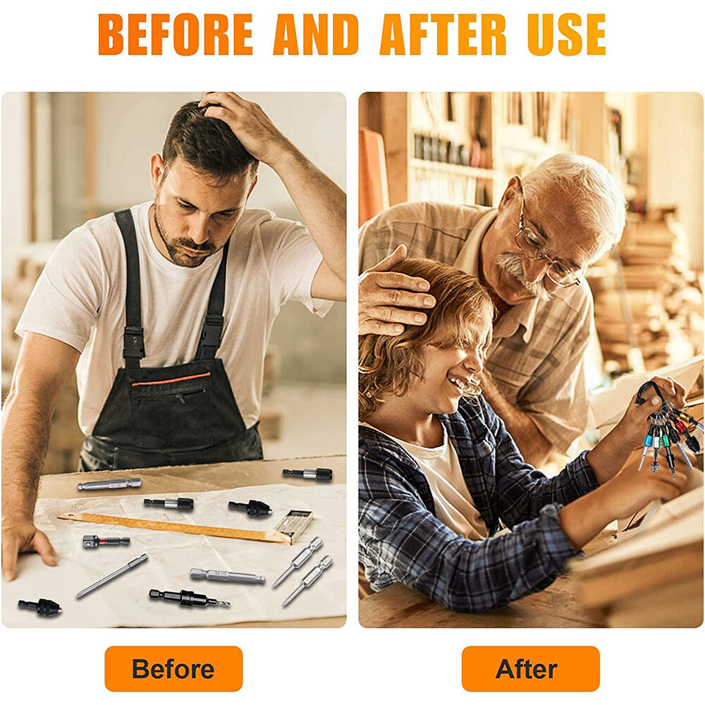 12PCS Keychain 1/4" Hex Shank Quick Release Screwdriver Drill Bit Holder Bit Set