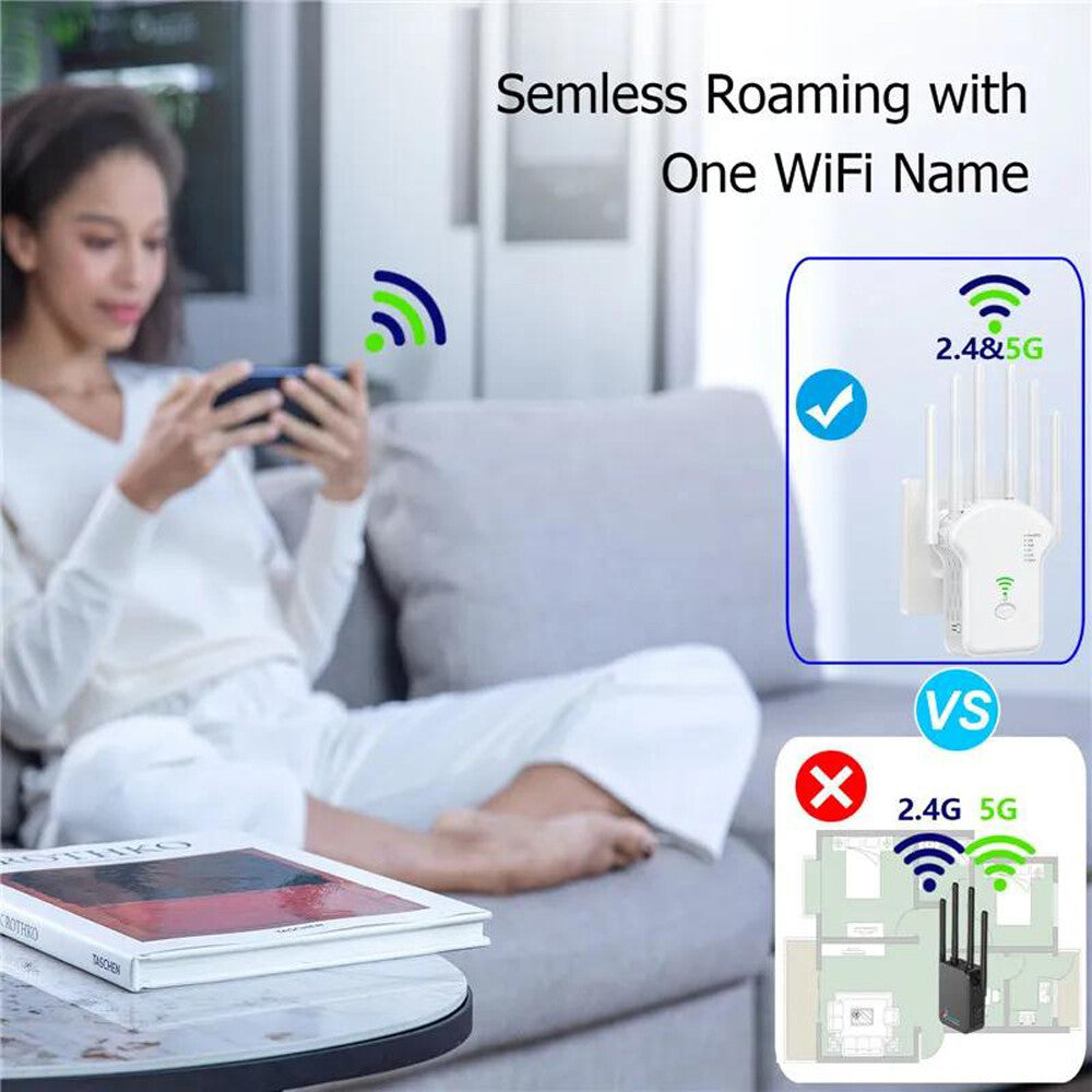 5G 1200Mbps Wifi Range Internet Extender Wireless Repeater Signal Booster Router