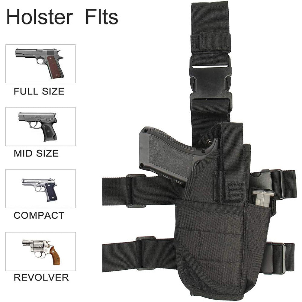 Tactical Holster Adjustable Pistol Gun Drop Leg Thigh Magazine Pouch Right Hand