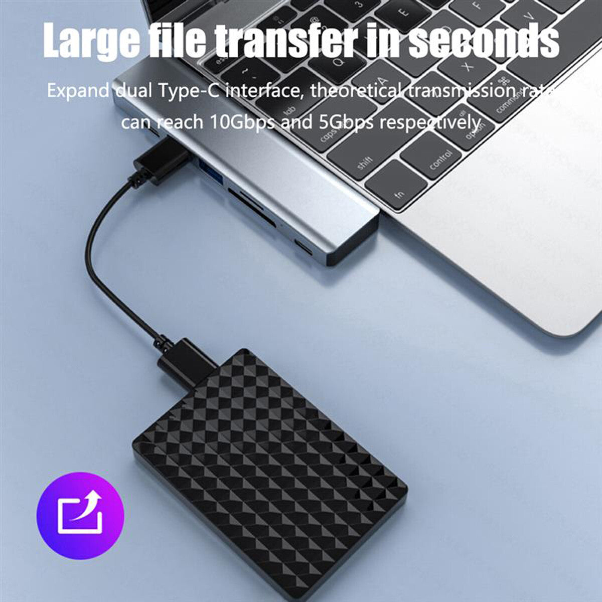 7 in 1 USB C Hub USB 3.0 to Type C 4K HDMI Adapter for Macbook Pro Air 7 Ports