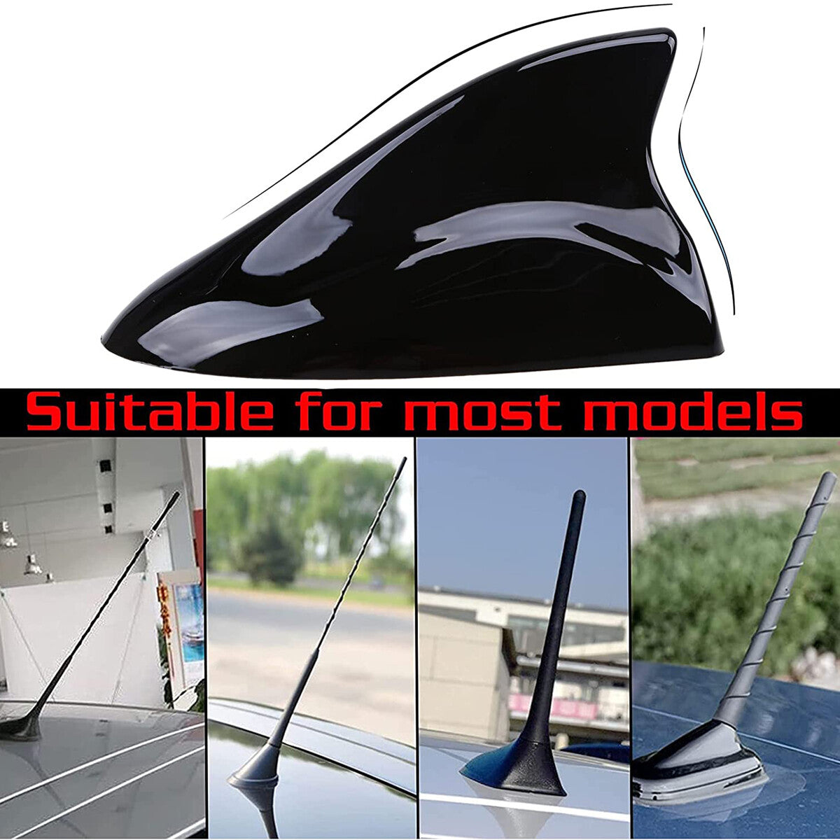 BLACK Shark Fin Car Roof Antenna Cover Radio FM/AM Signal Aerial Accessories US