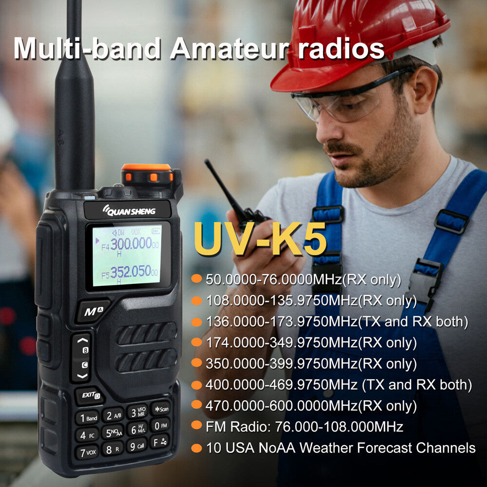 Quansheng UV K5 Walkie Talkie Encrypt 50-599Mhz DTMF Repeater USB C HAM Radio US