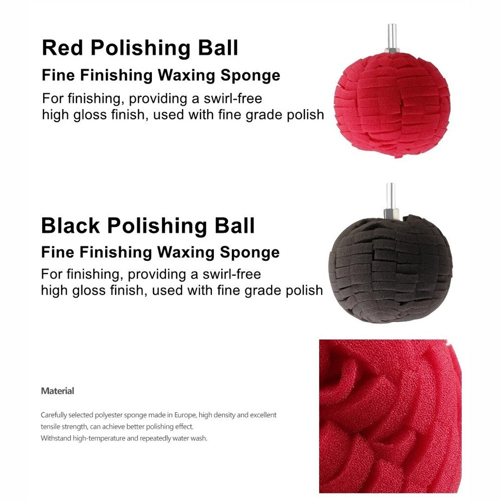 4" Foam Drill Polishing Cone Ball Pads Kit Car Hub Waxing Buffing Wheel Polisher