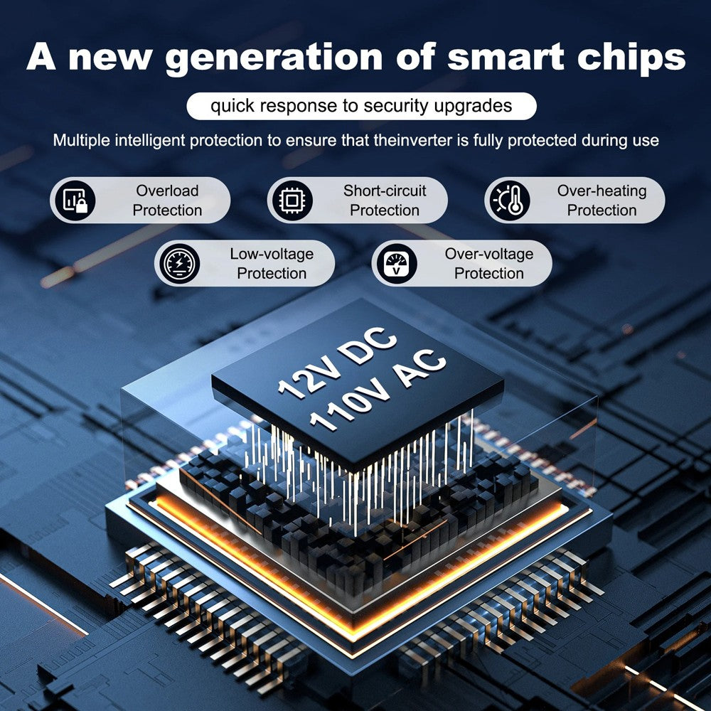 6000W Solar Converter Car Power Inverter DC 12V to AC 110V LCD Sine Wave Home RV