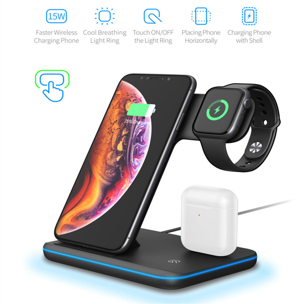 For Iphone 13 Pro Max 12 12 11 3In1 Wireless Fast Charger Charging Stand Station