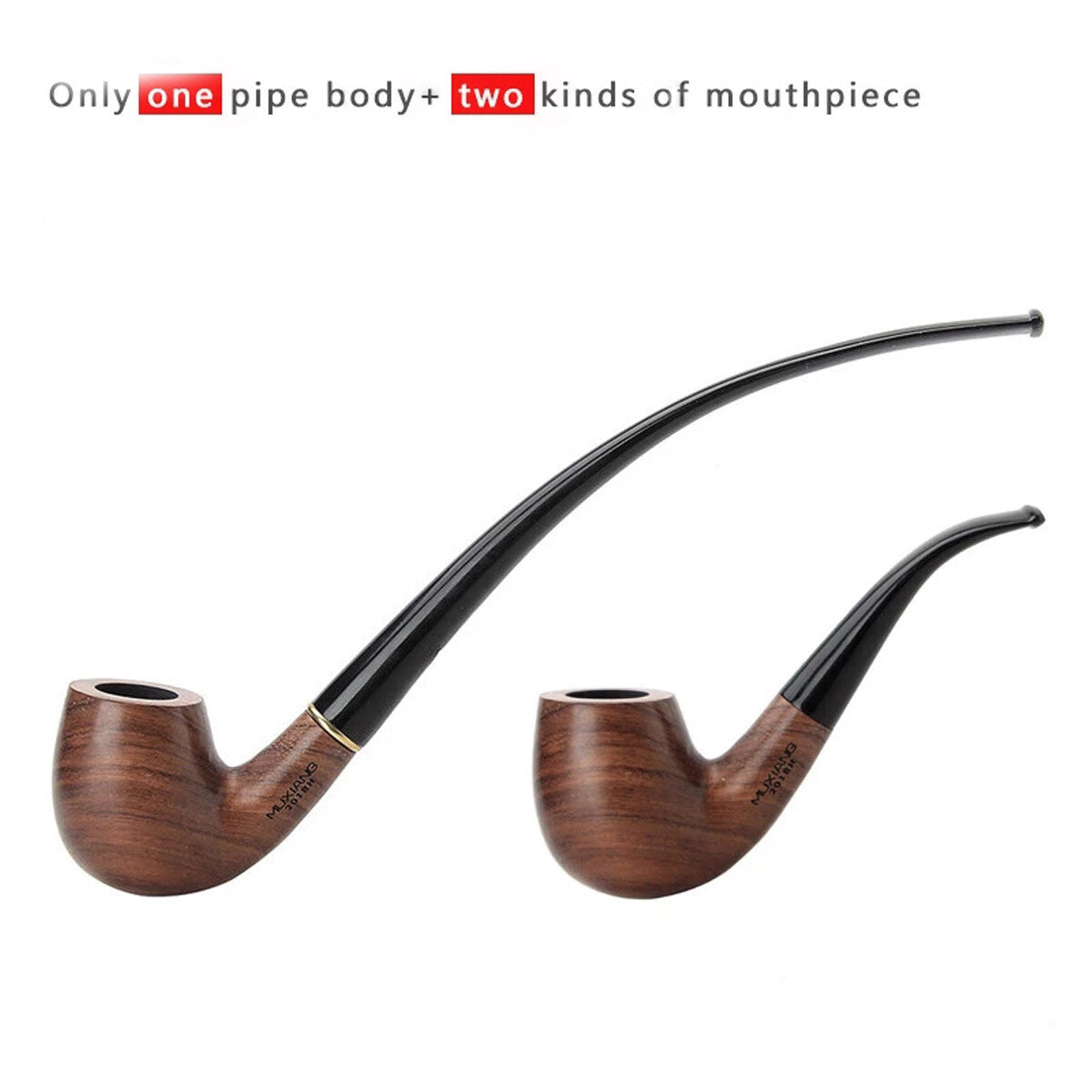 Rosewood Churchwarden Gandalf Pipe Long Stem Bent Tobacco Pipe with Accessories