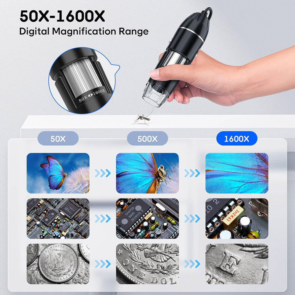 1600X Zoom 8 LED HD USB Microscope Digital Magnifier Endoscope Video Camera US