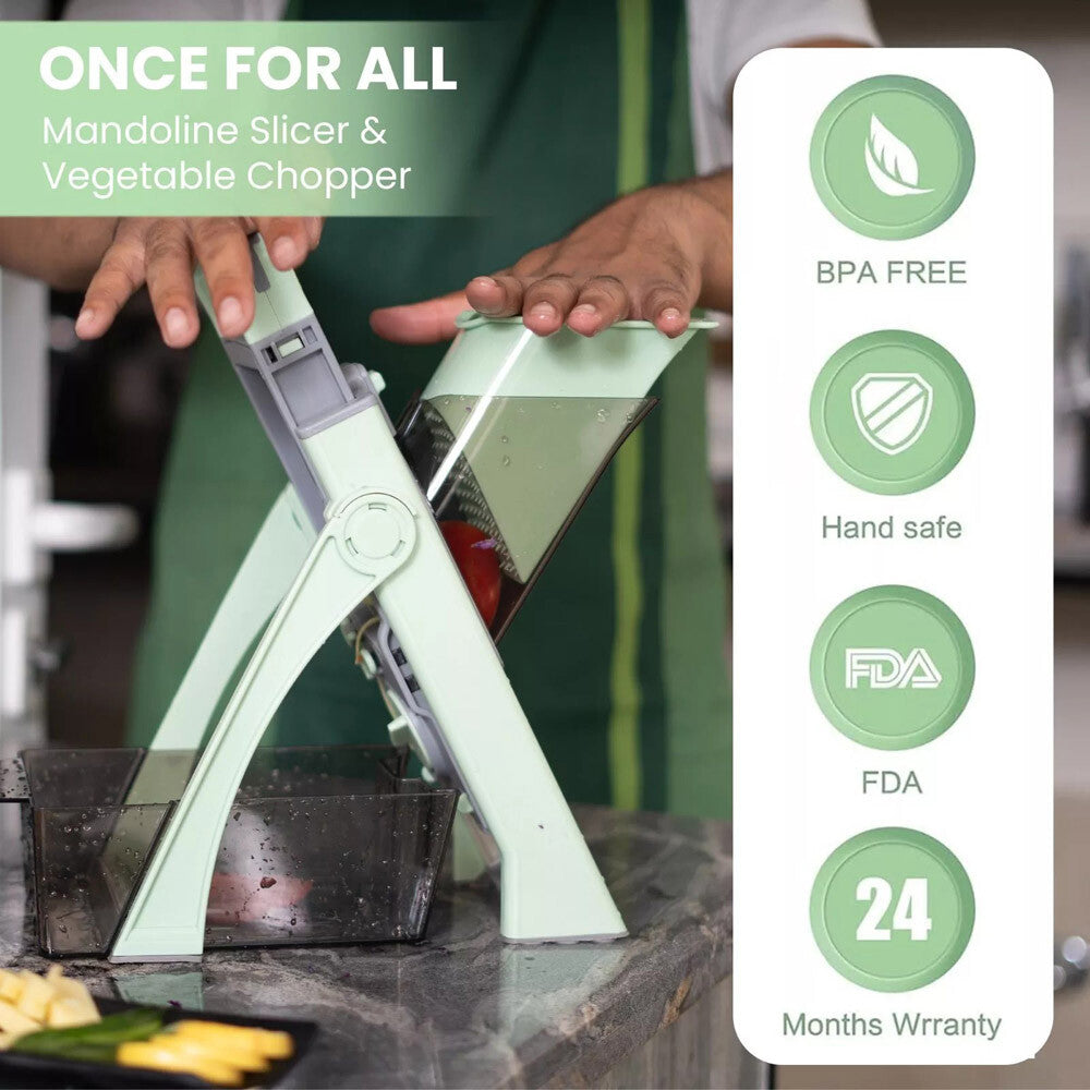 5 in 1 Vegetable Chopper Safe Mandoline Slicer Food Potato Cutter Adjustable US