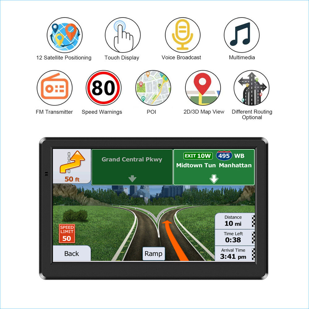 GPS Navigation for Car/Truck Touch Screen Maps W/ Spoken Direction 7" 8G+256M US
