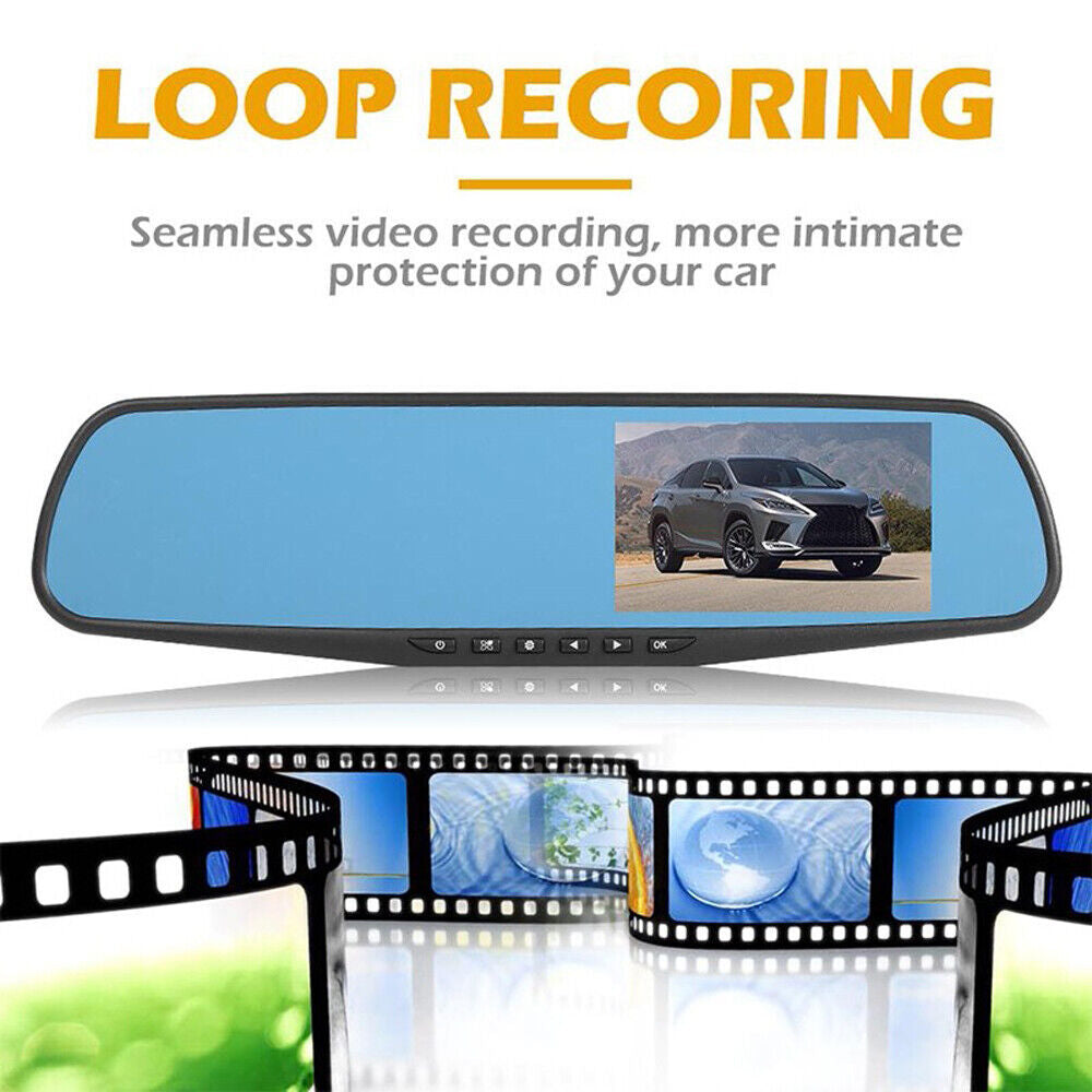 1080P HD Rearview Mirror Car DVR Dual Dash Cam Camera Front Rear Video Recorder