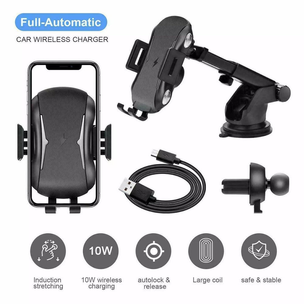 30W Wireless Charger Fast Charging Automatic Clamping Car Mount Phone Holder US