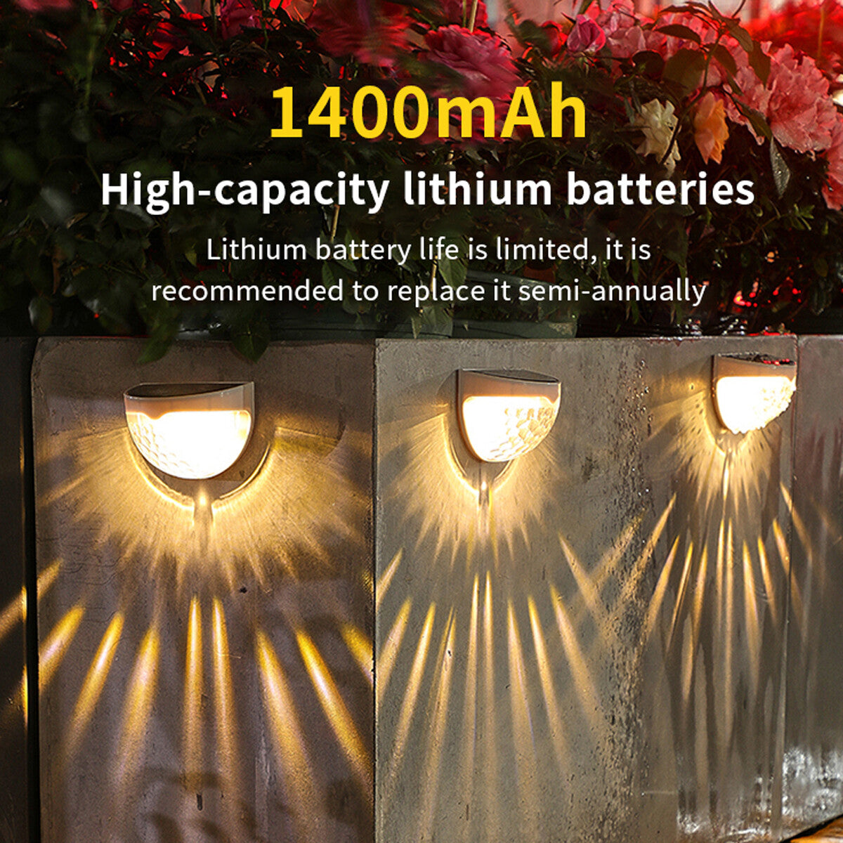 2PCS Solar Fence Lights Outdoor Garden Waterproof Wall Mount Decorative Lights